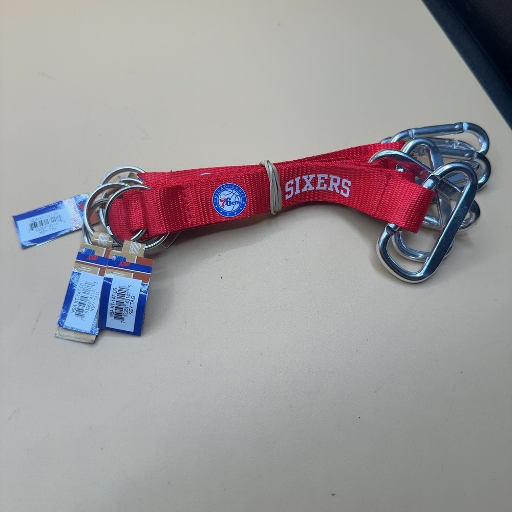 NBA Philadelphia 76ers Sixers Carabiner Key Tag Lanyard Keychain Red Lot of 6